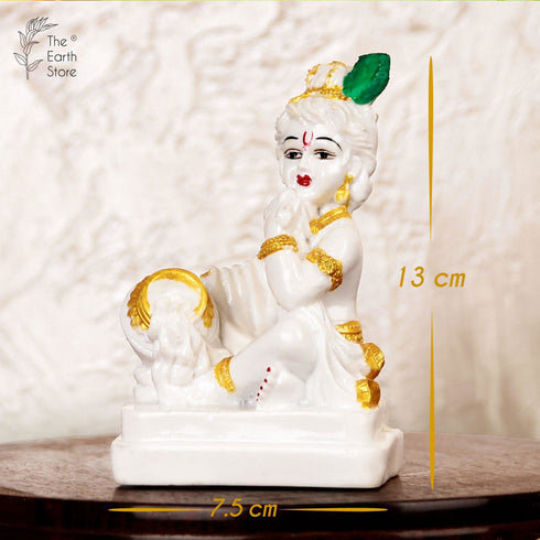 Gold White Gopal - The Earth Store - God Statue